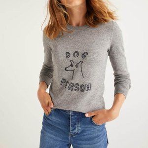 Boden Estella Sweater Dog Person Gray 